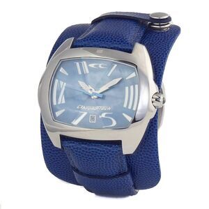 Chronotech 75 Blue Leather Wrap Watch Men Silver Watches